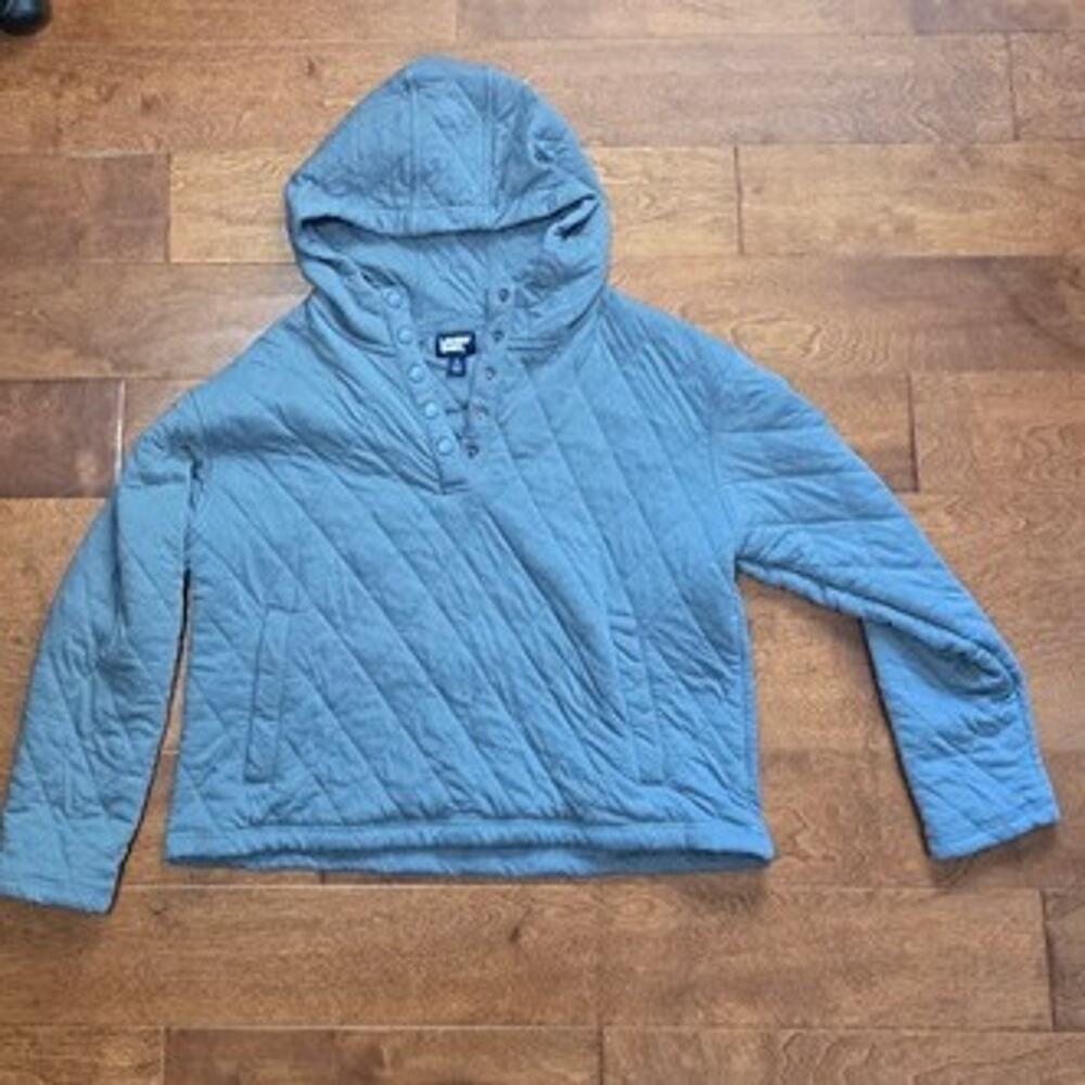 Lands' End Quilted Hoodie, Women's L (12-14), Sage, NWOT